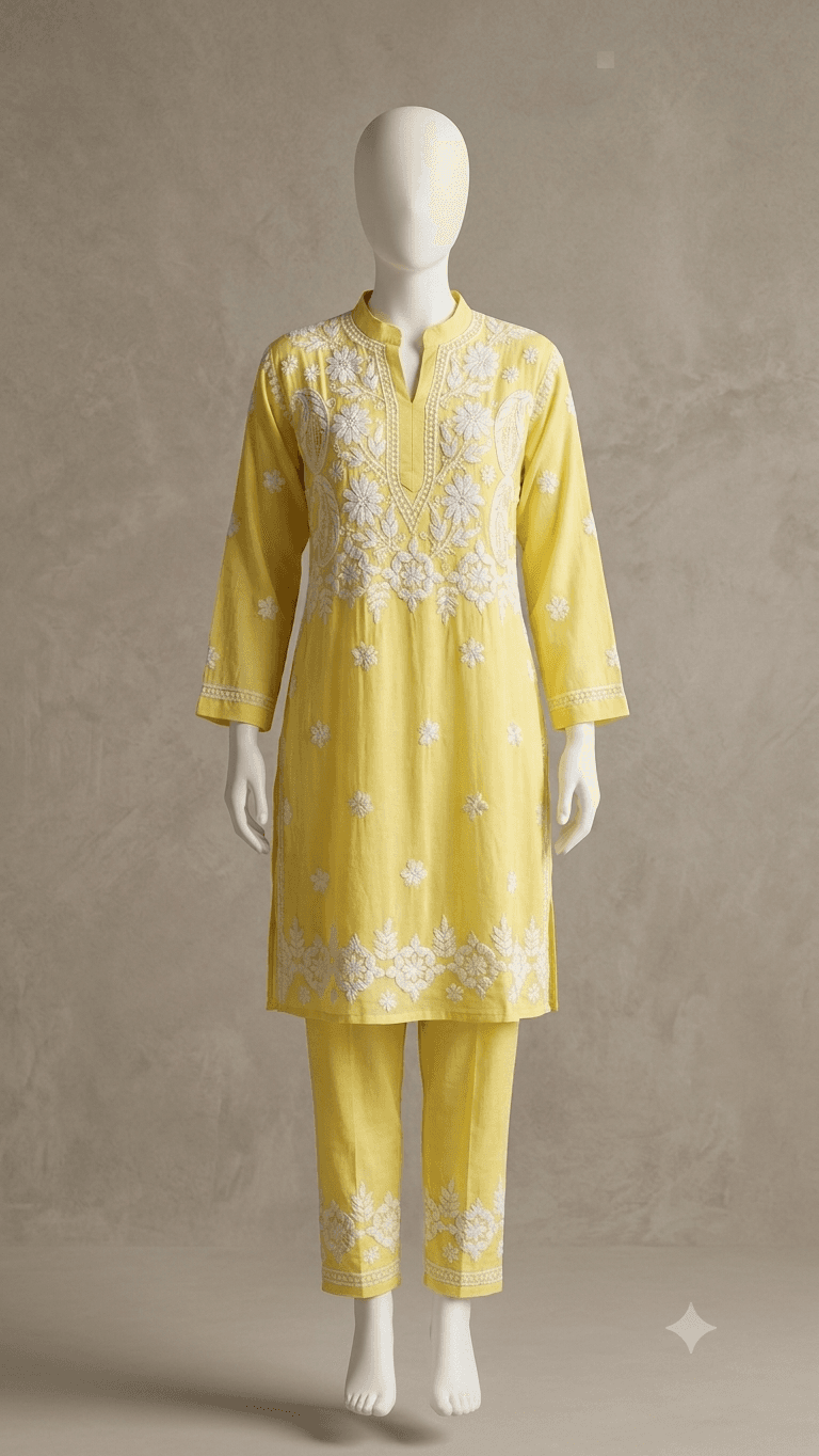 Modal Chinese Collar Chikankari Coord set