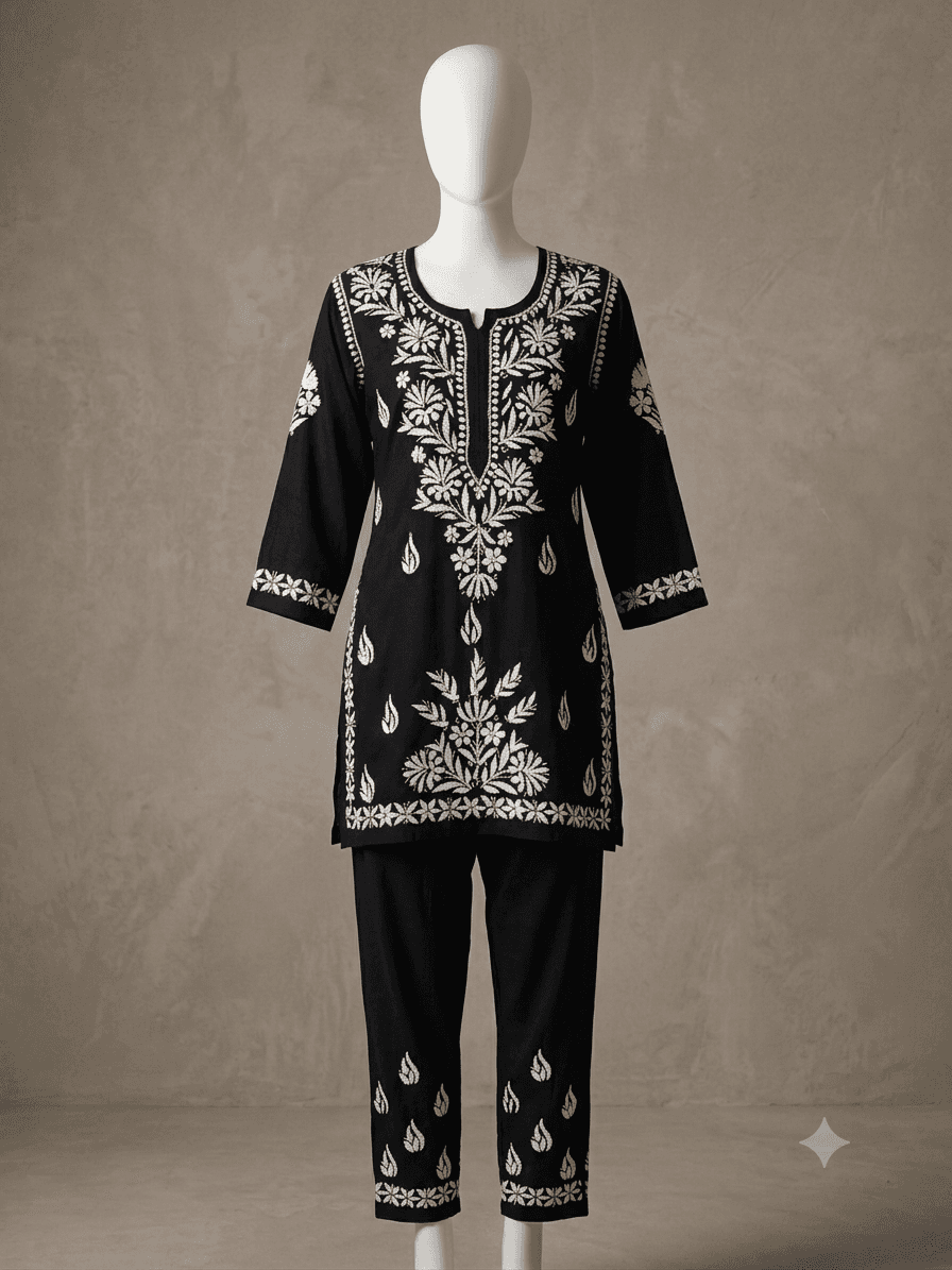 Rayon Black and White Co ord set