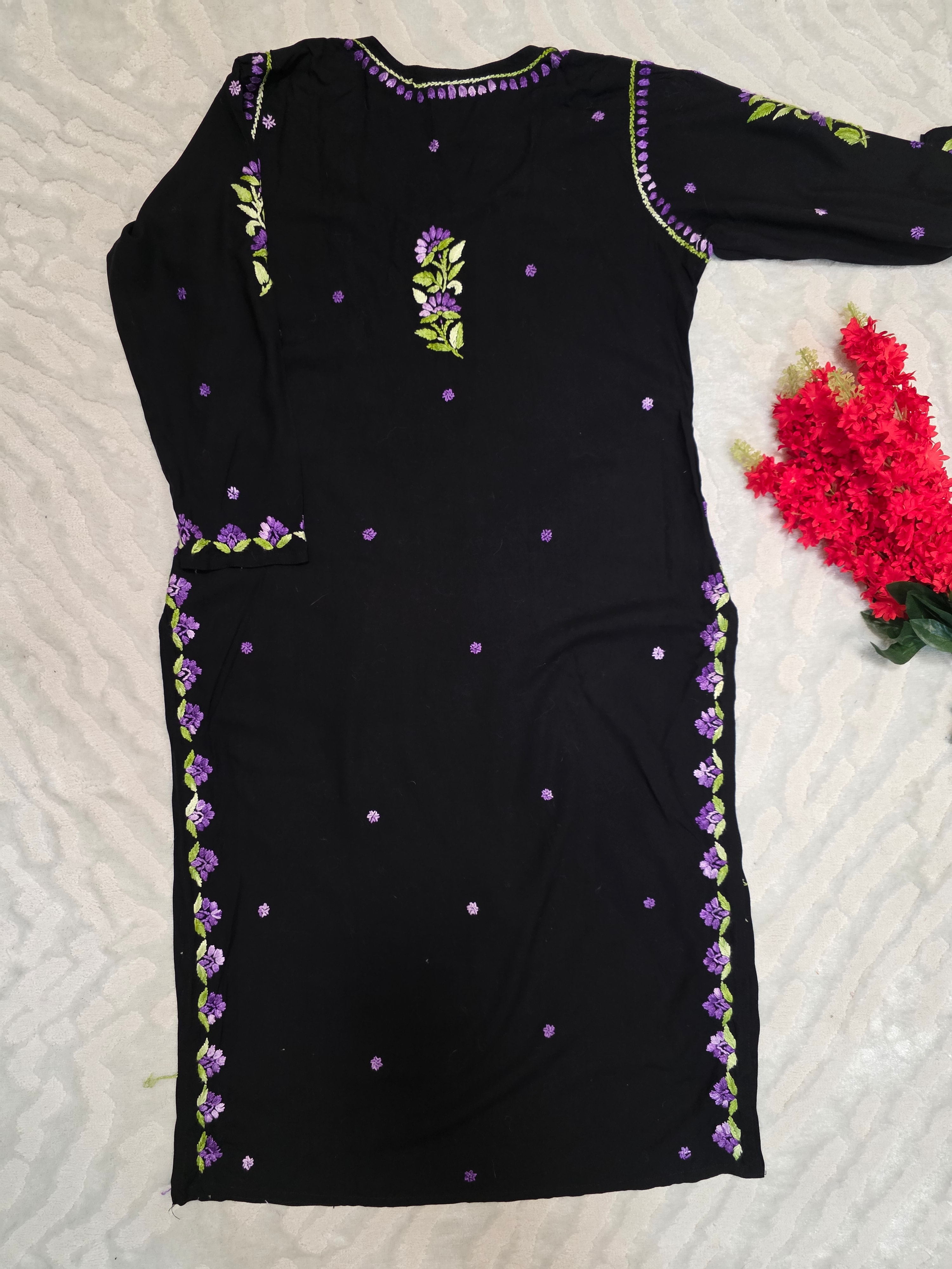 Rayon Multi on Black Kurti