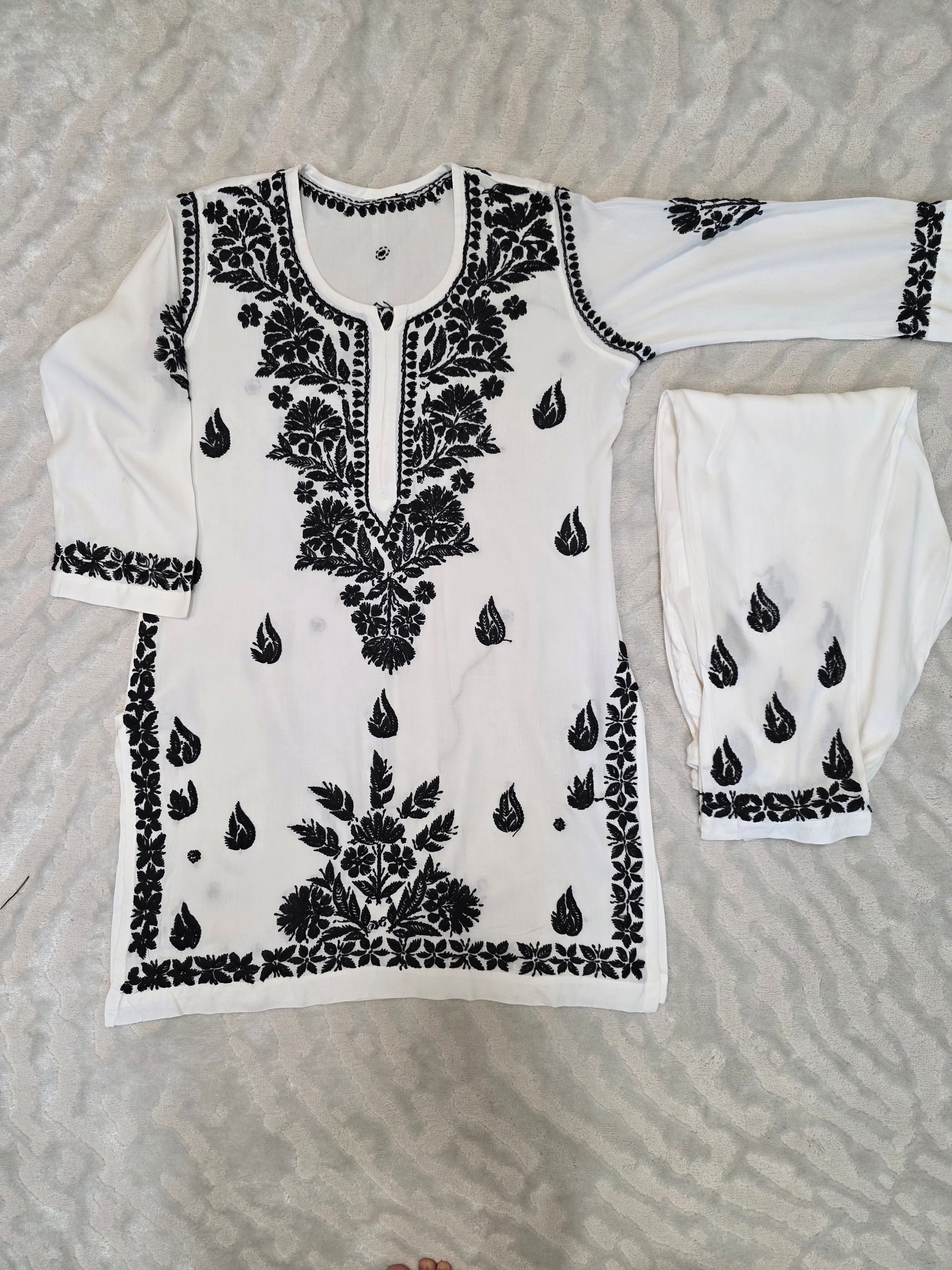 Rayon Black and White Co ord set
