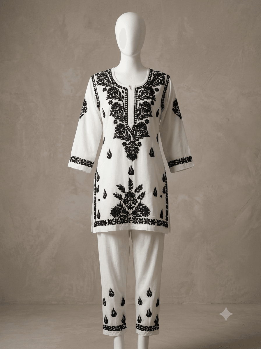 Rayon Black and White Co ord set