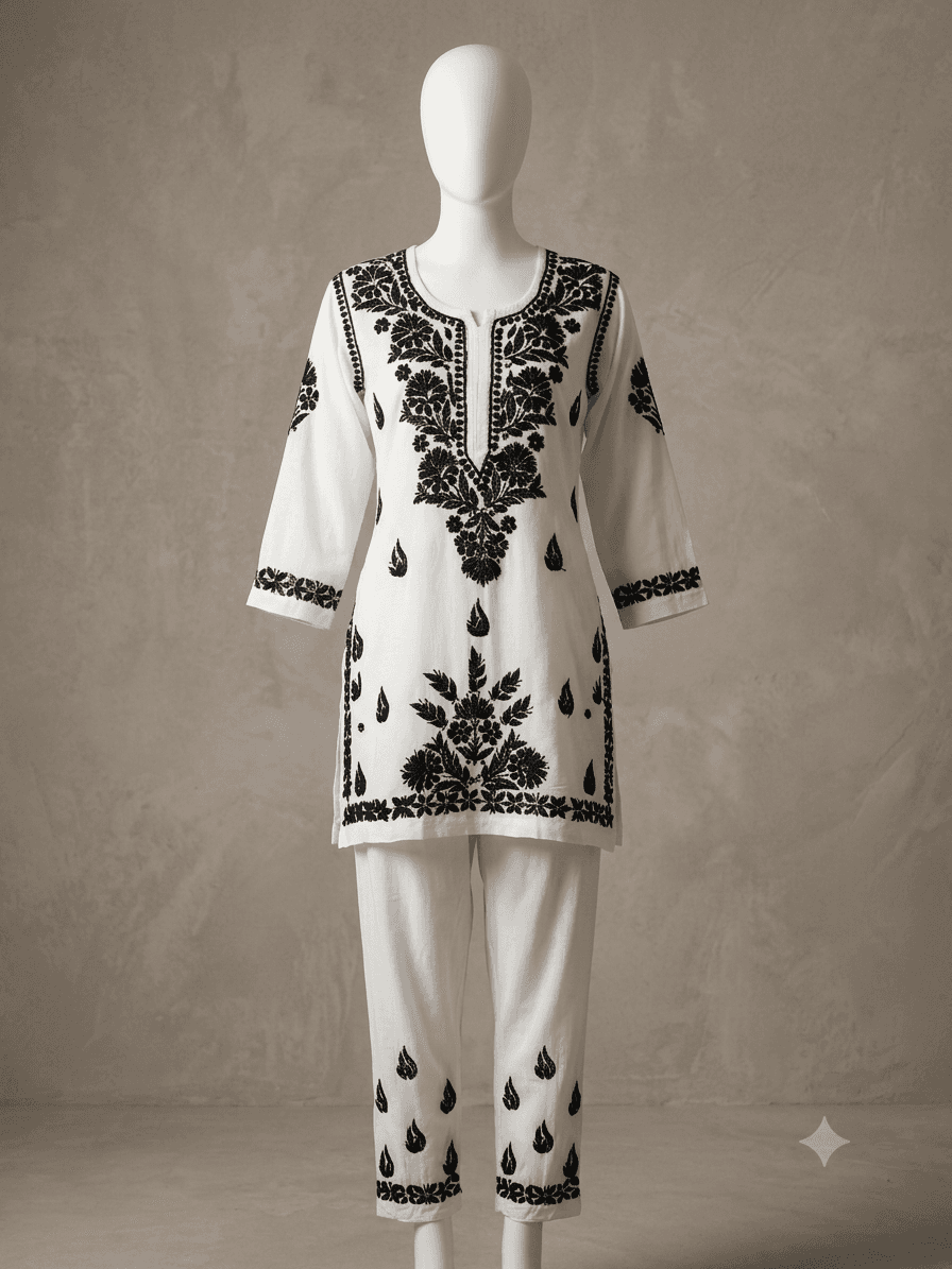 Rayon Black and White Co ord set